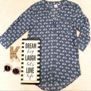 3/$15 BONGO Bicycle Button Down 3/4 Sleeve